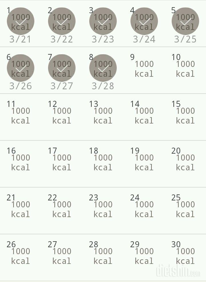 30일 1,000kcal 식단 8일차 성공!