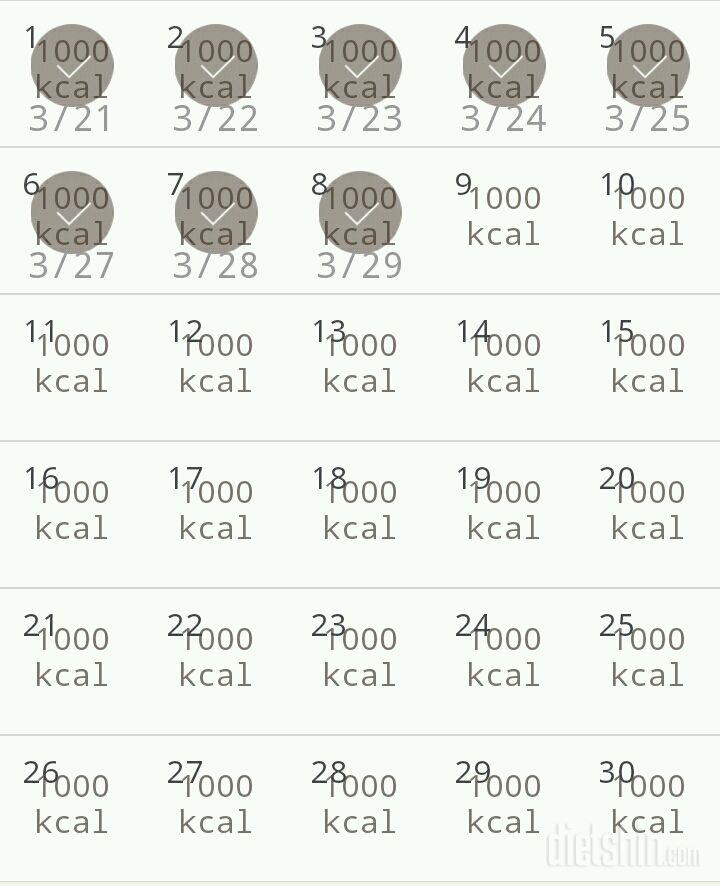 30일 1,000kcal 식단 8일차 성공!