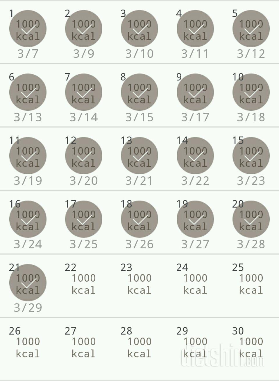 30일 1,000kcal 식단 21일차 성공!