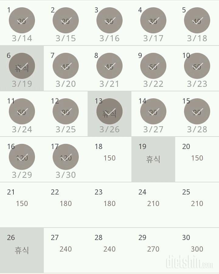 30일 플랭크 17일차 성공!