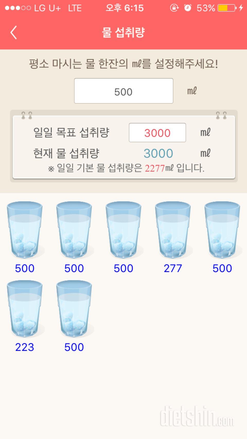 30일 하루 2L 물마시기 1일차 성공!