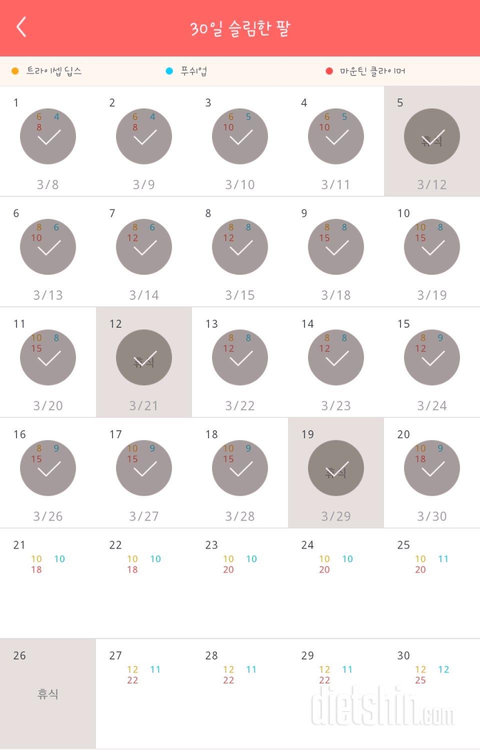 30일 슬림한 팔 20일차 성공!