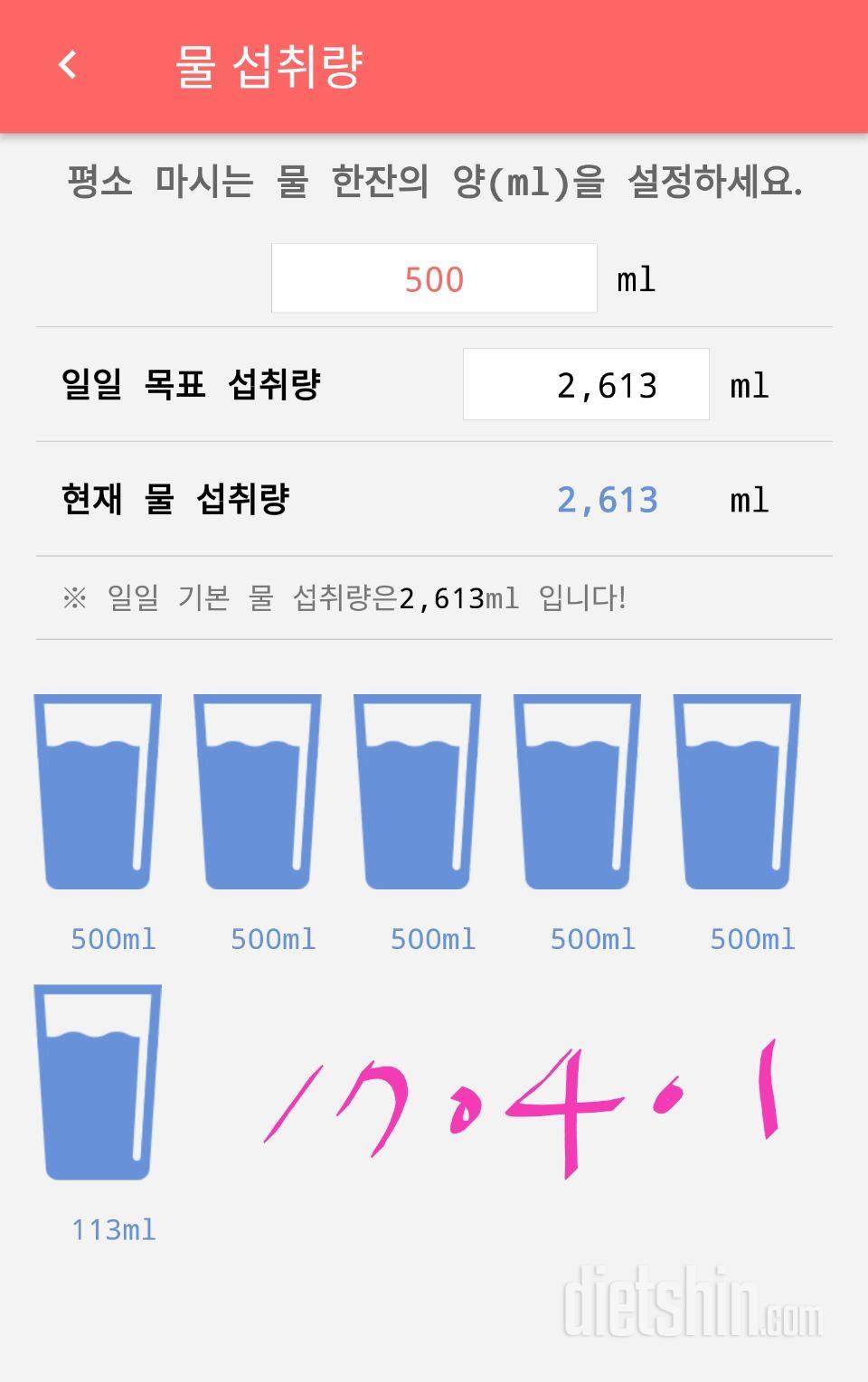 30일 하루 2L 물마시기 10일차 성공!