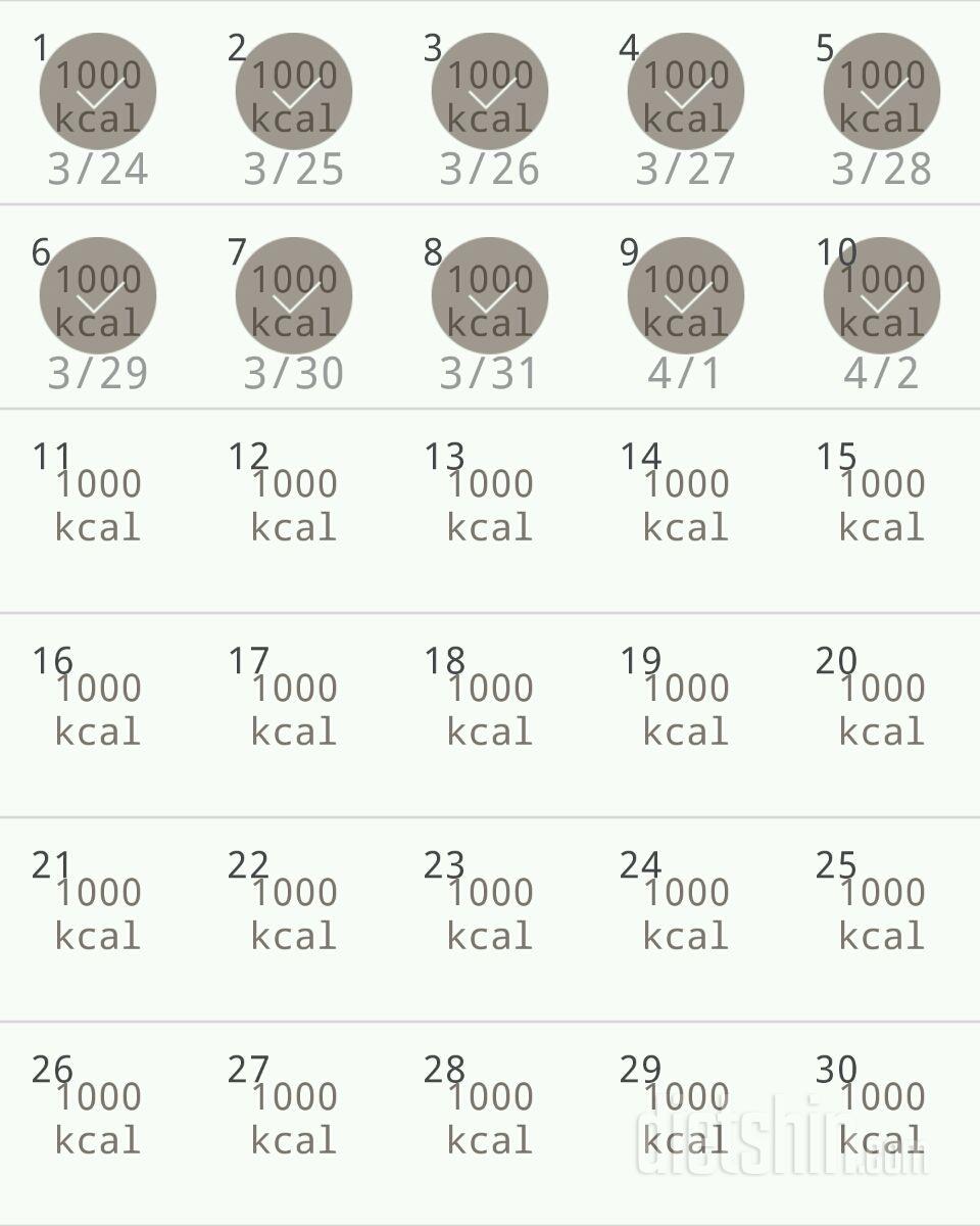 30일 1,000kcal 식단 10일차 성공!