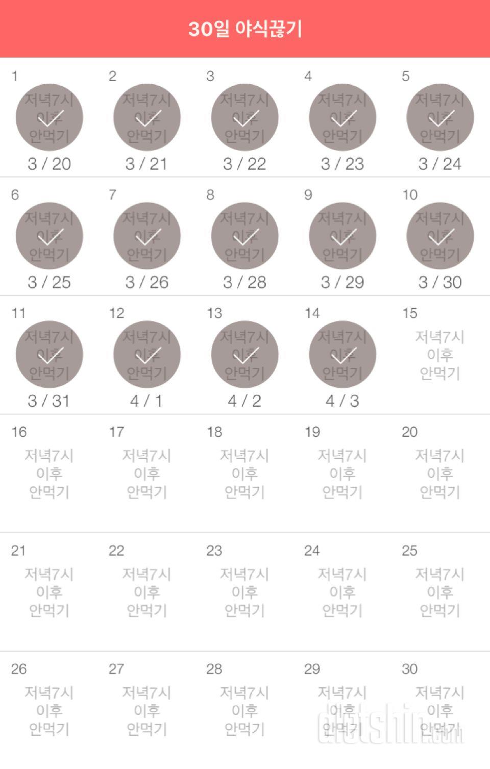 30일 야식끊기 14일차 성공!