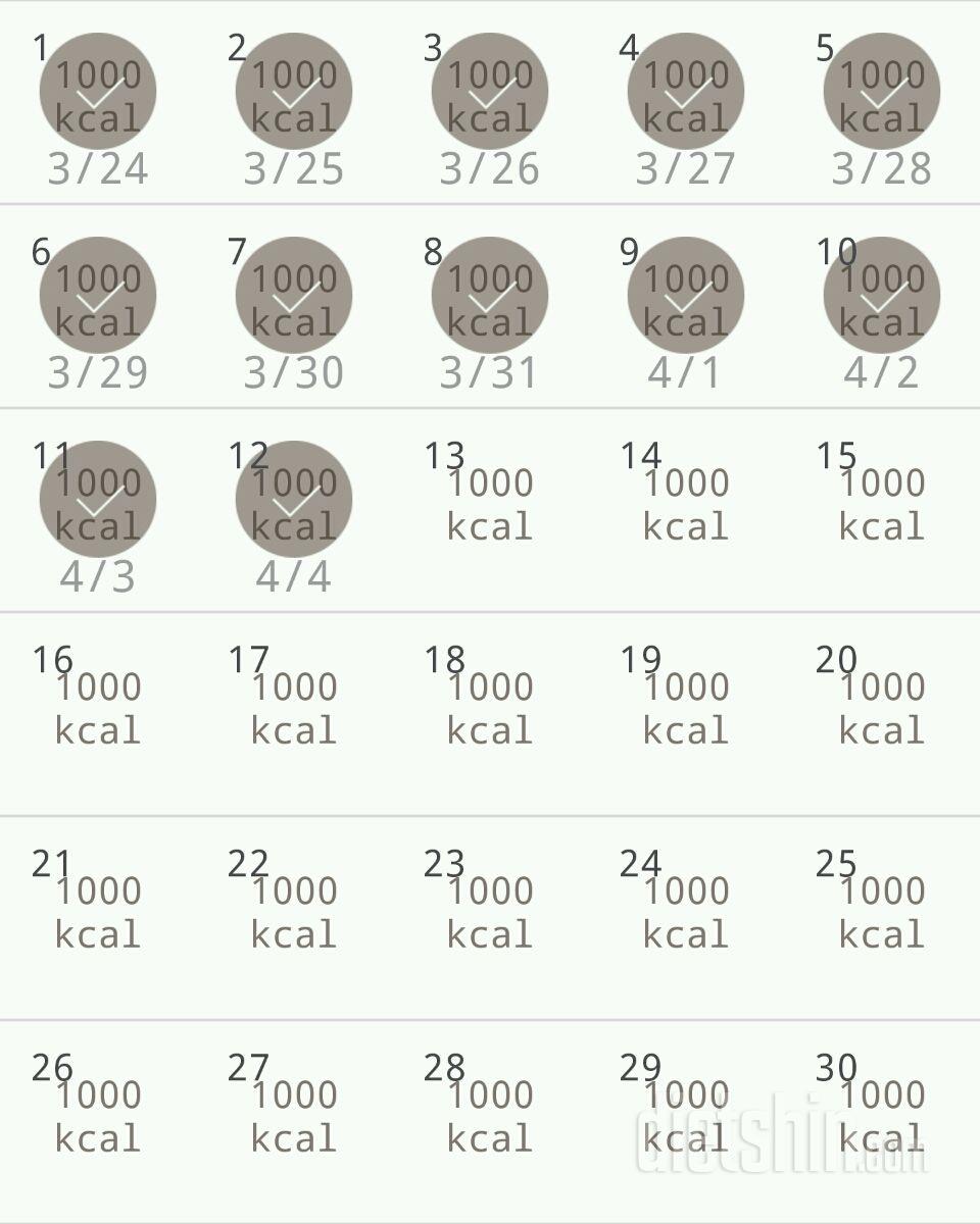 30일 1,000kcal 식단 12일차 성공!