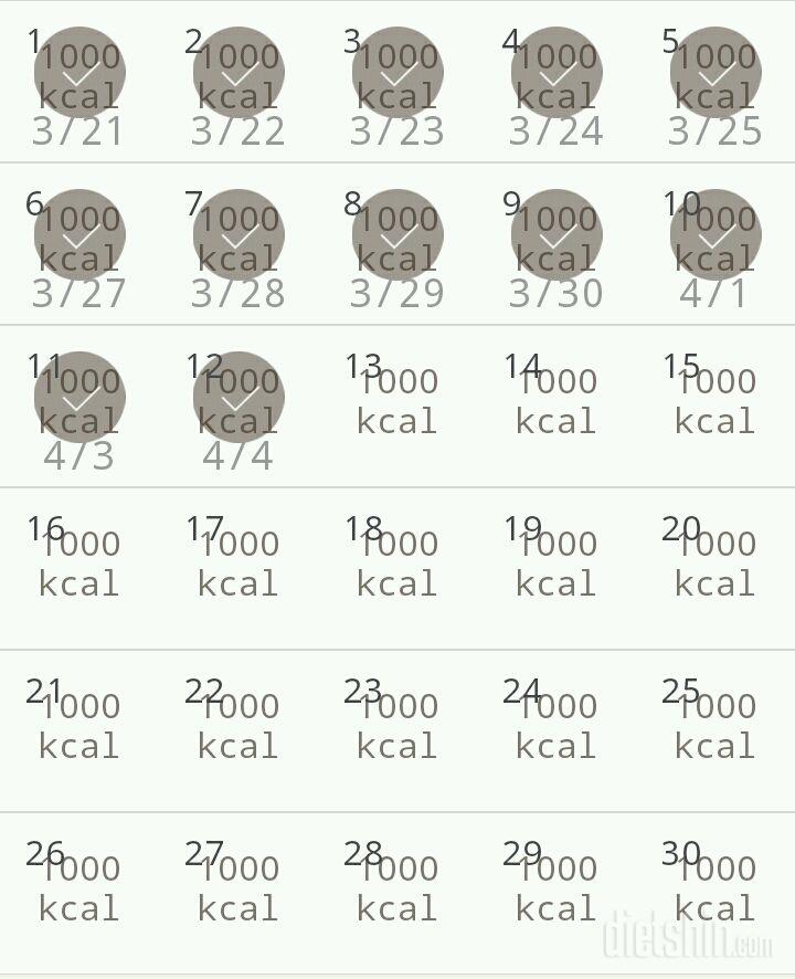 30일 1,000kcal 식단 12일차 성공!