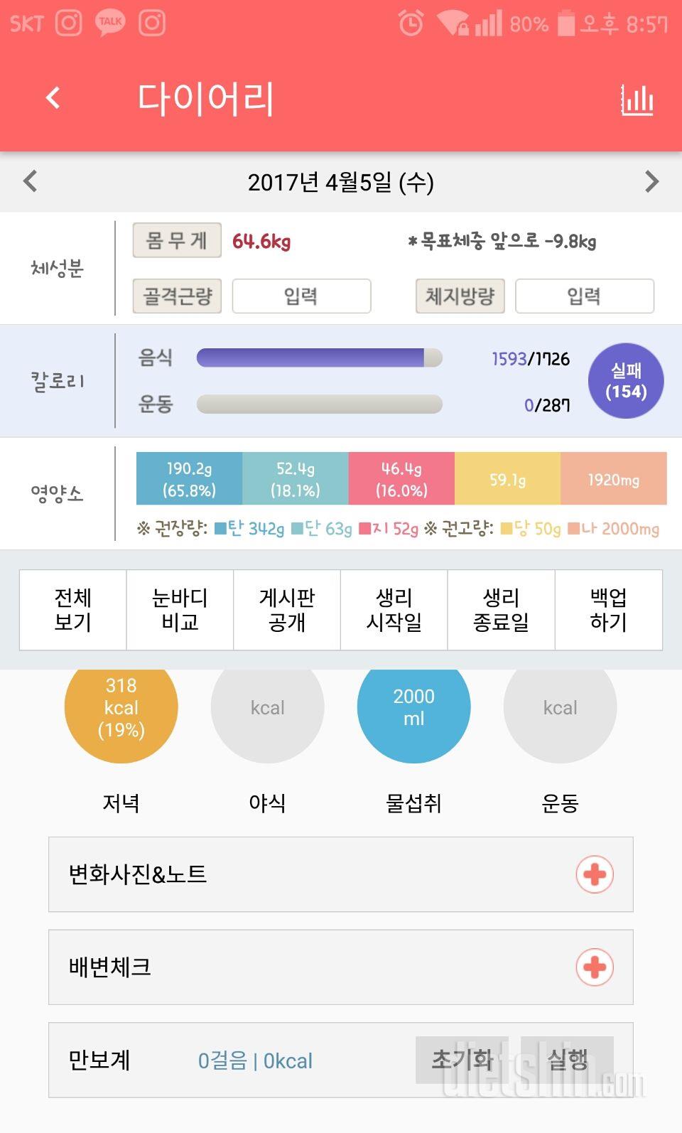 30일 하루 2L 물마시기 85일차 성공!