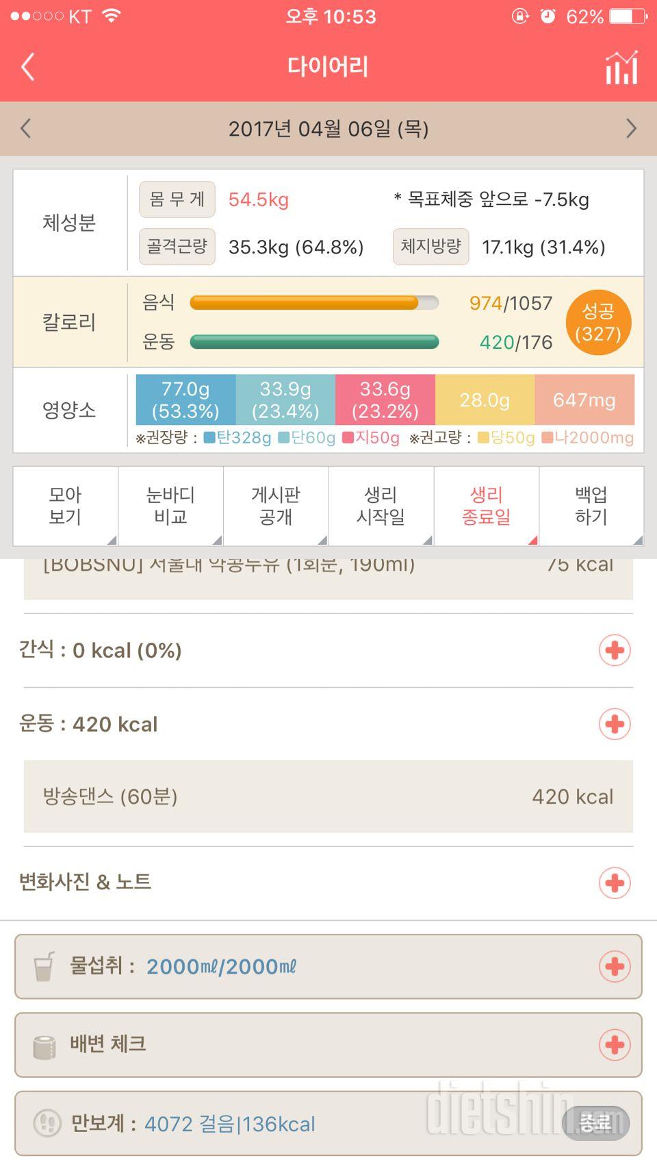 30일 하루 2L 물마시기 7일차 성공!