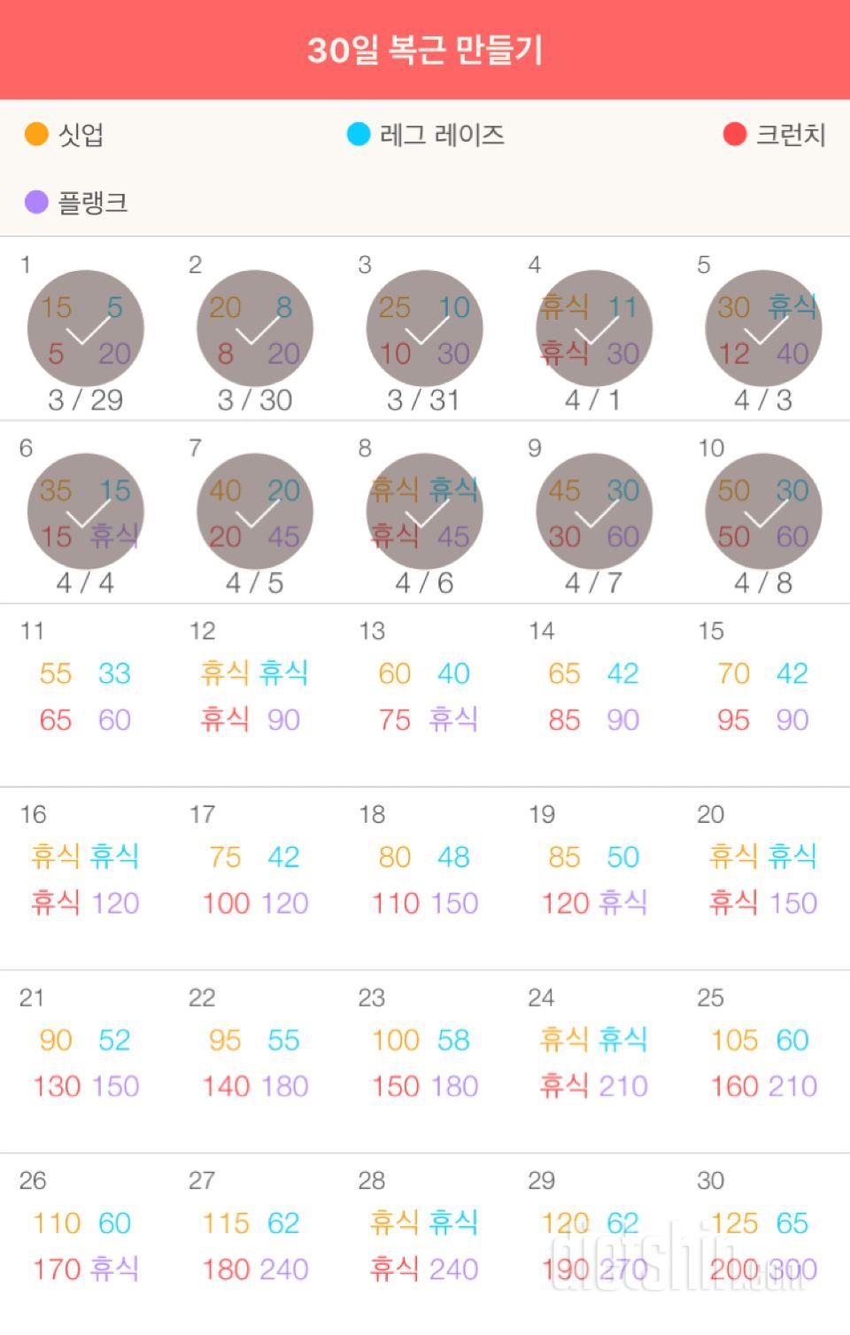 30일 복근 만들기 10일차 성공!