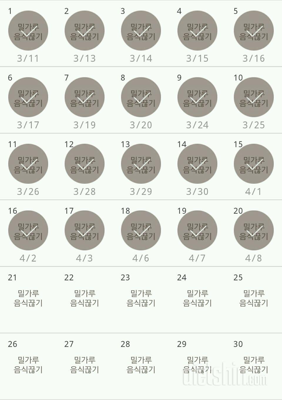 30일 밀가루 끊기 20일차 성공!