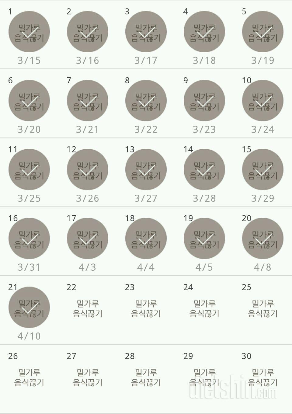 30일 밀가루 끊기 21일차 성공!