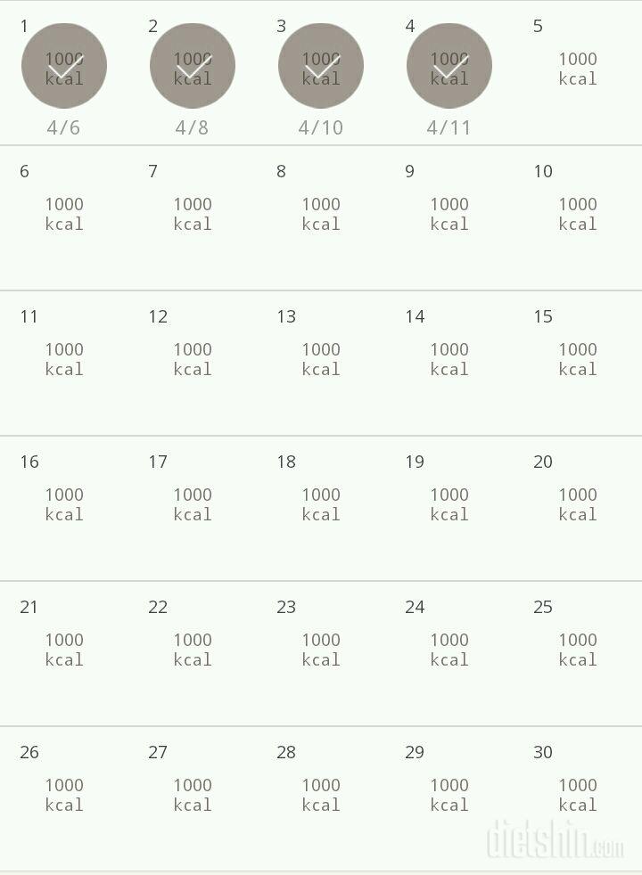 30일 1,000kcal 식단 4일차 성공!