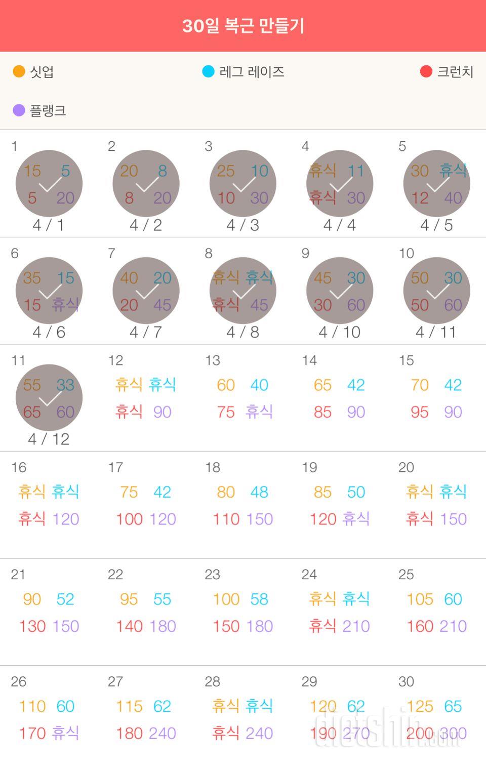 30일 복근 만들기 11일차 성공!