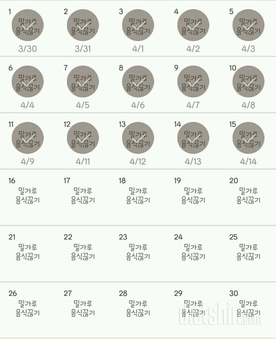 30일 밀가루 끊기 15일차 성공!