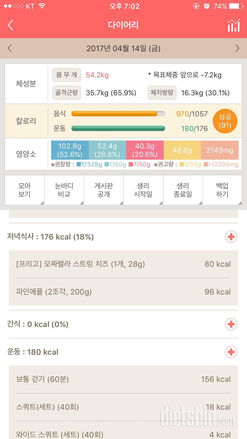 30일 야식끊기 18일차 성공!