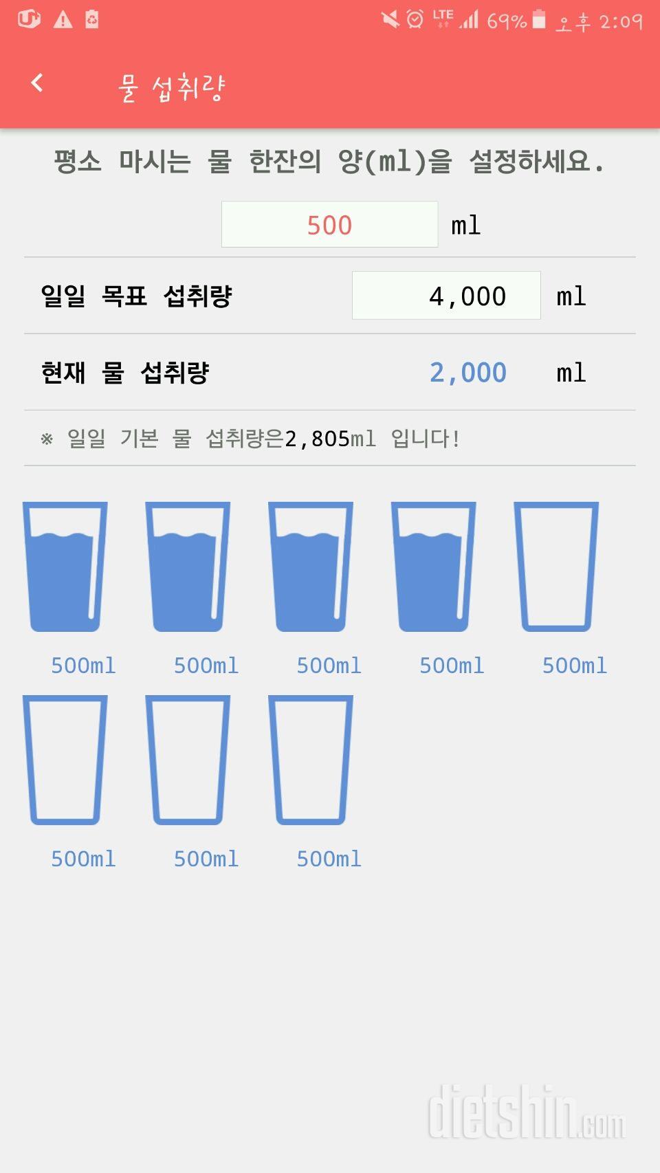 30일 하루 2L 물마시기 7일차 성공!