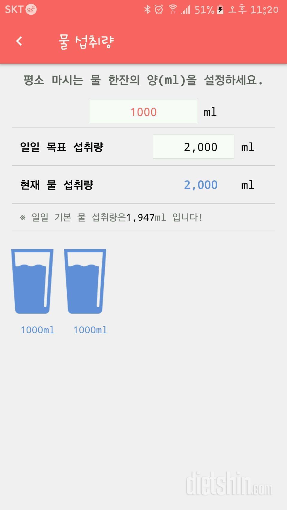 30일 하루 2L 물마시기 13일차 성공!