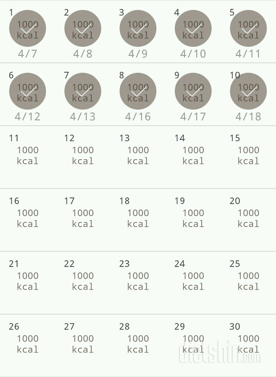 30일 1,000kcal 식단 10일차 성공!