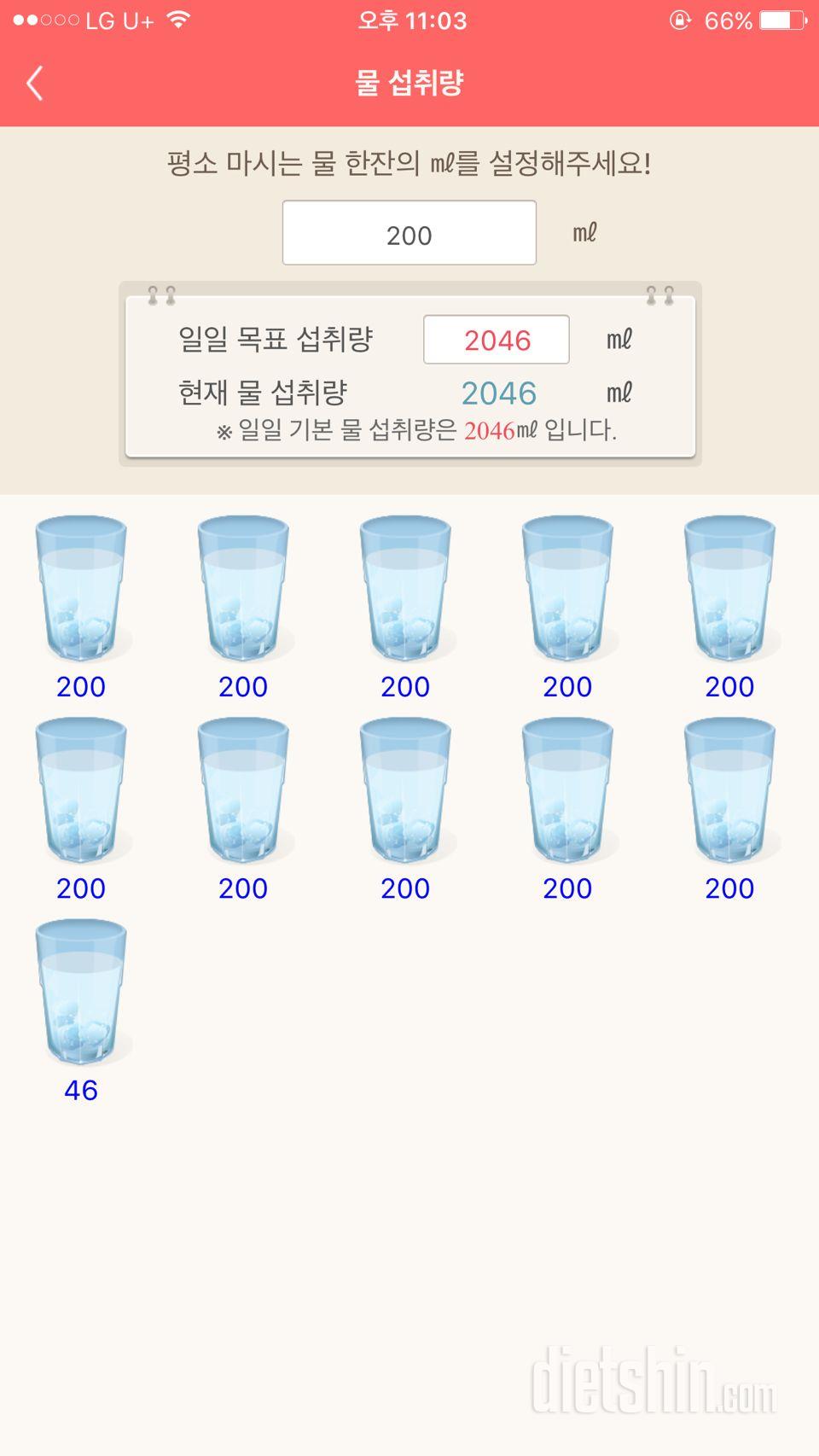 30일 하루 2L 물마시기 1일차 성공!