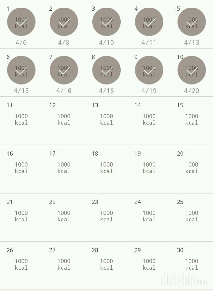 30일 1,000kcal 식단 10일차 성공!