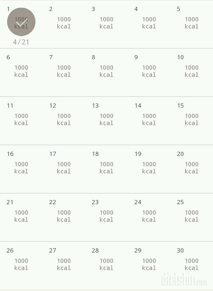 30일 1,000kcal 식단 1일차 성공!