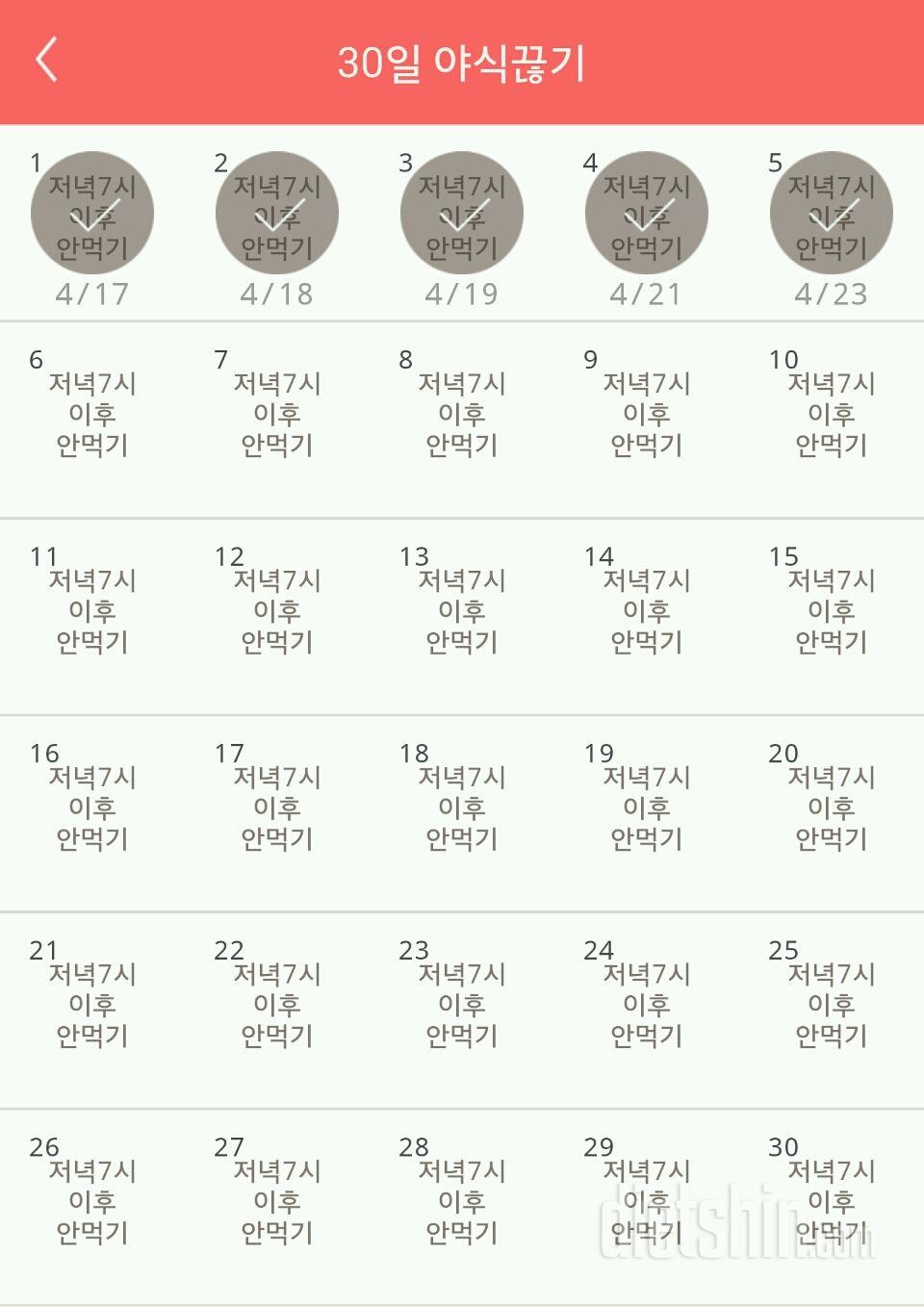 30일 야식끊기 5일차 성공!