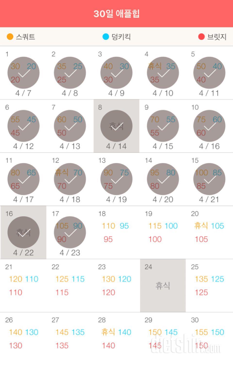 30일 애플힙 17일차 성공!