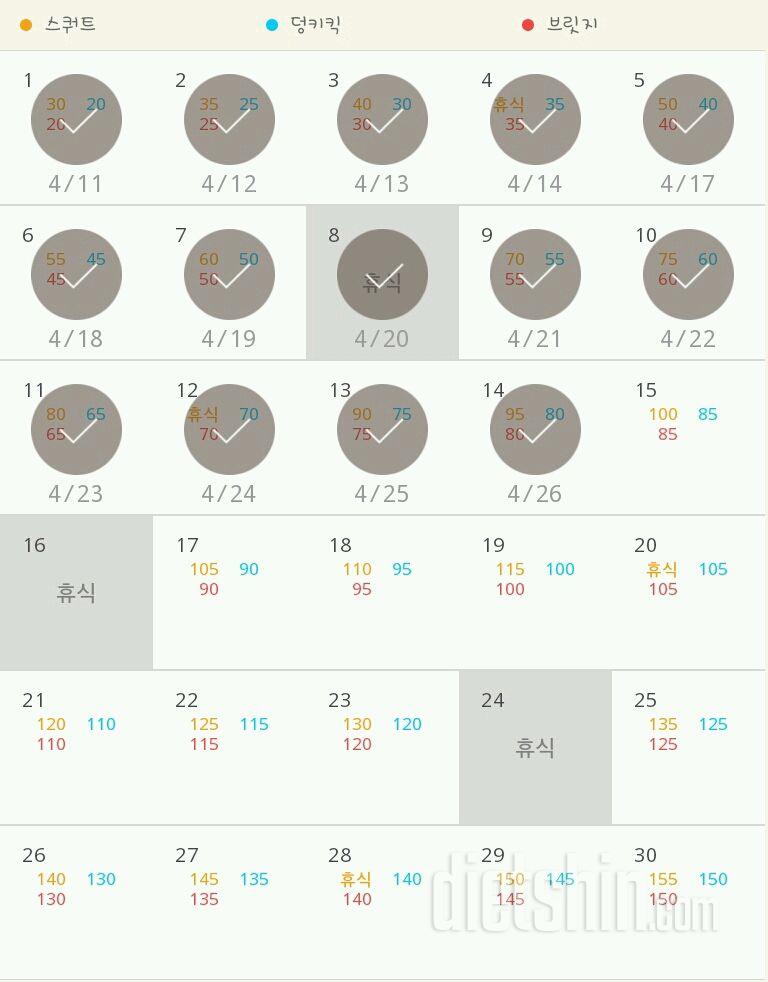 30일 애플힙 14일차 성공!