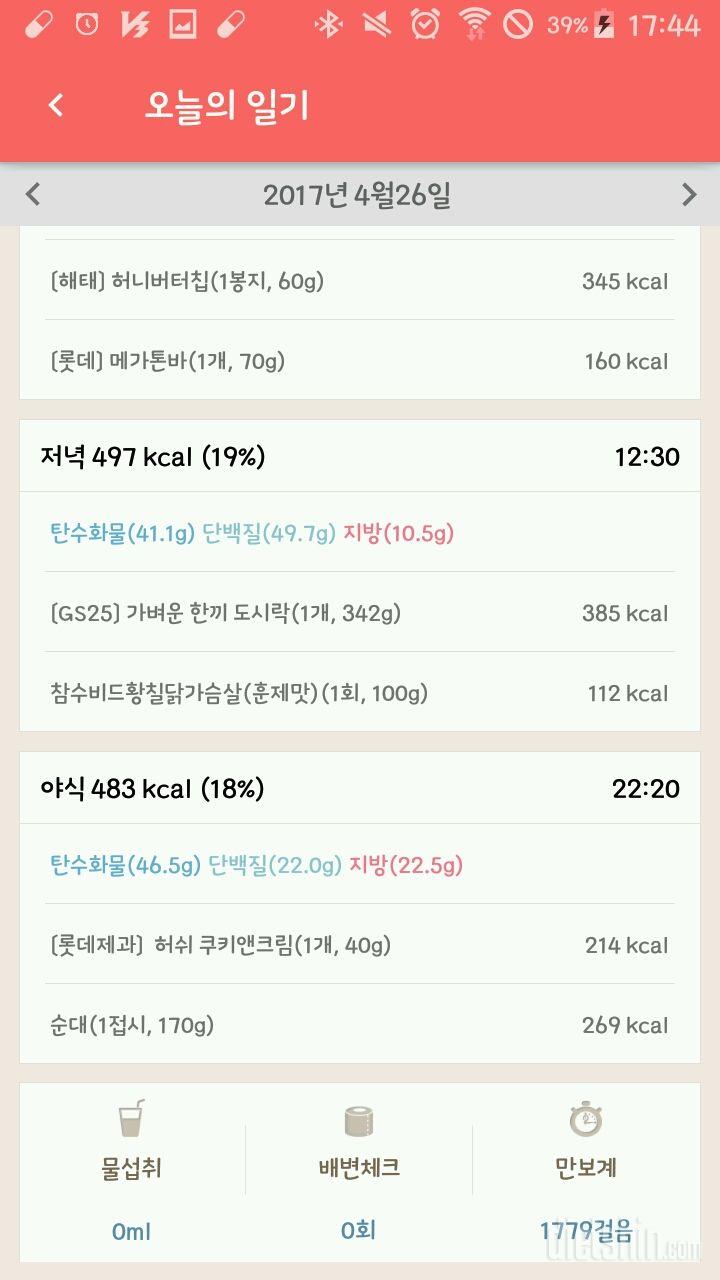 4/25 화 4/26 수 4/27 목 _감기몸살로 다이어트 휴지기_