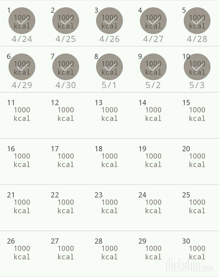 30일 1,000kcal 식단 10일차 성공!