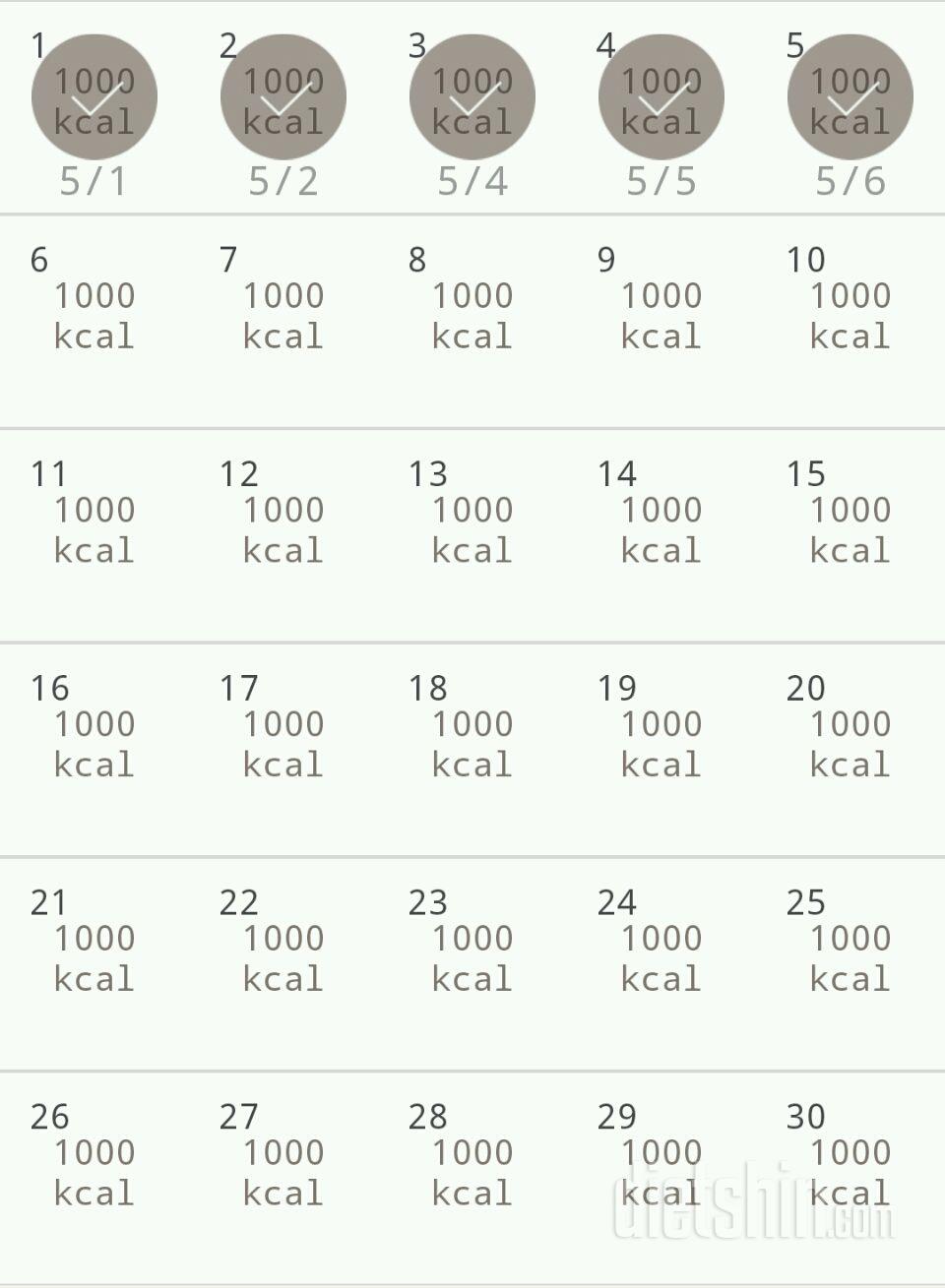 30일 1,000kcal 식단 5일차 성공!