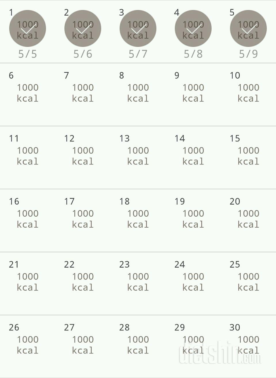 30일 1,000kcal 식단 5일차 성공!