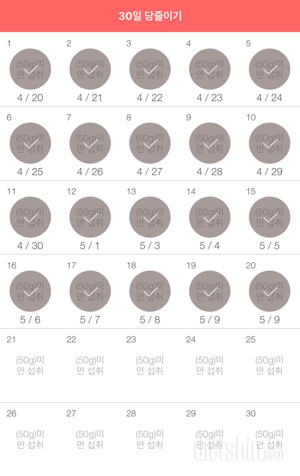 30일 당줄이기 20일차 성공!