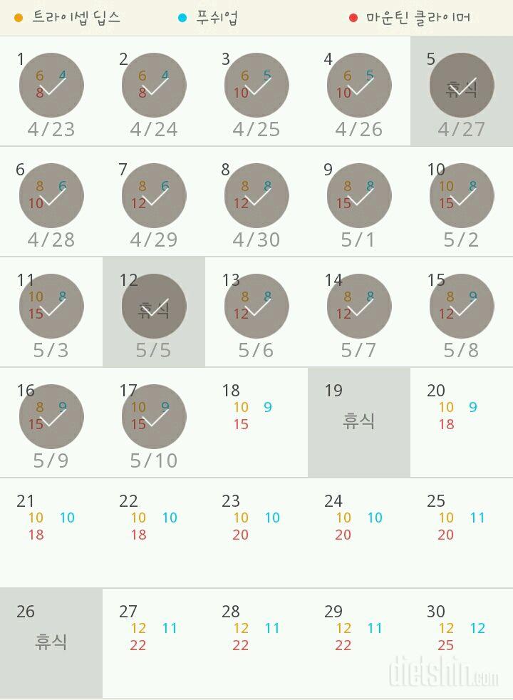 30일 슬림한 팔 17일차 성공!