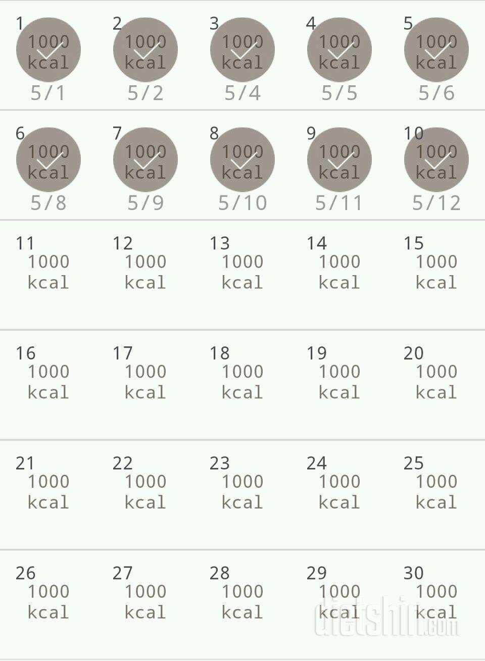 30일 1,000kcal 식단 10일차 성공!