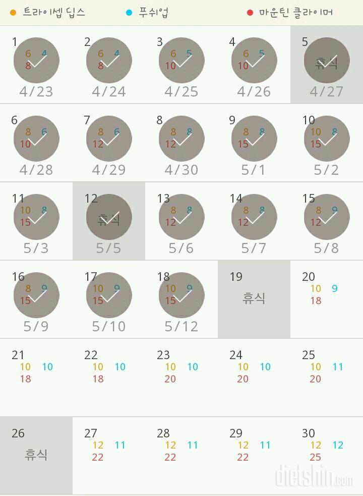 30일 슬림한 팔 18일차 성공!