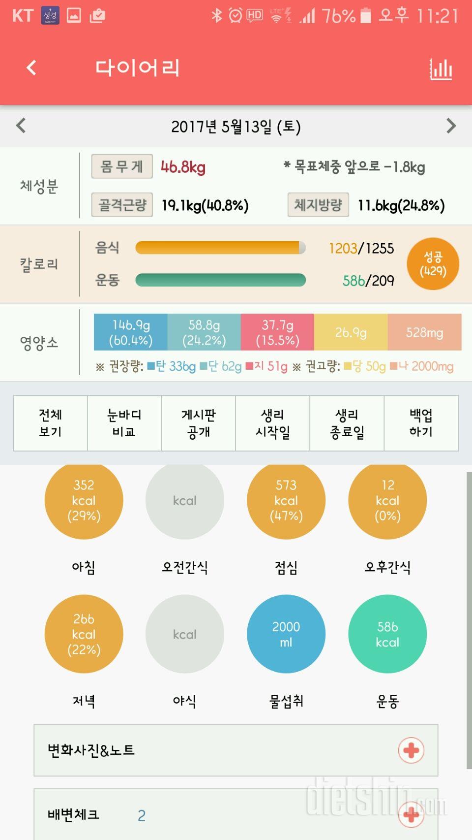 30일 야식끊기 22일차 성공!