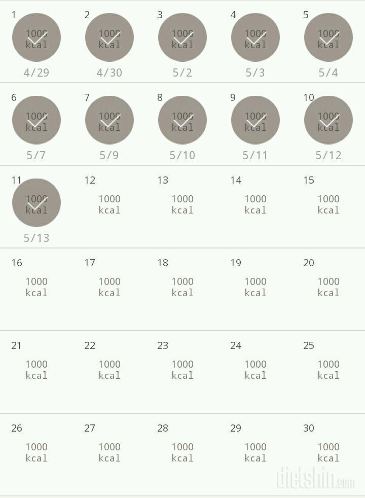 30일 1,000kcal 식단 11일차 성공!