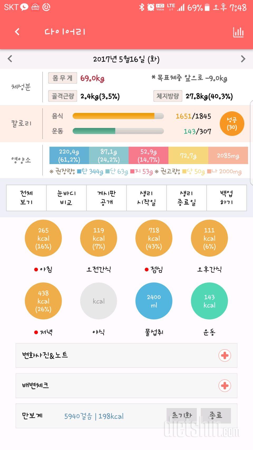 30일 하루 2L 물마시기 9일차 성공!