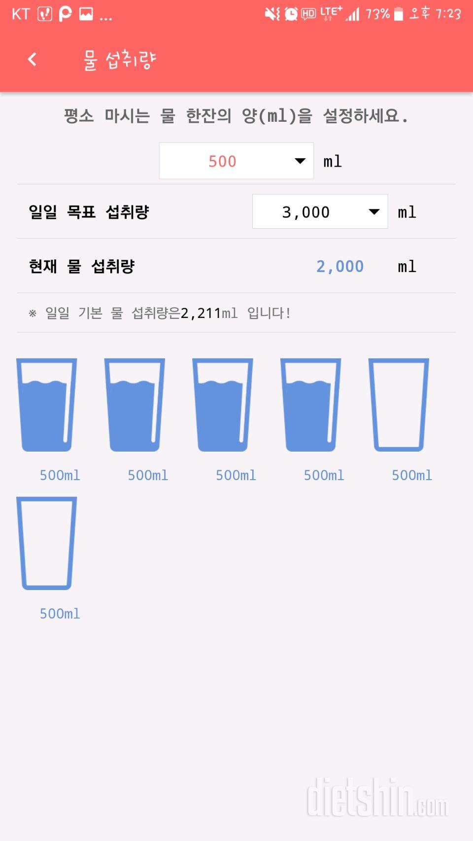 30일 하루 2L 물마시기 21일차 성공!