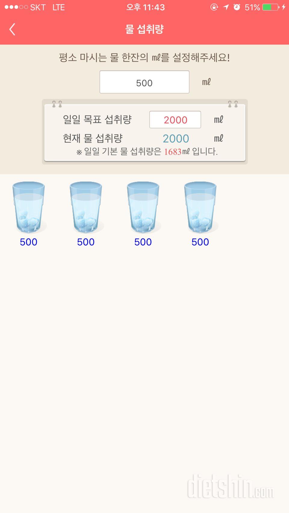 30일 하루 2L 물마시기 11일차 성공!