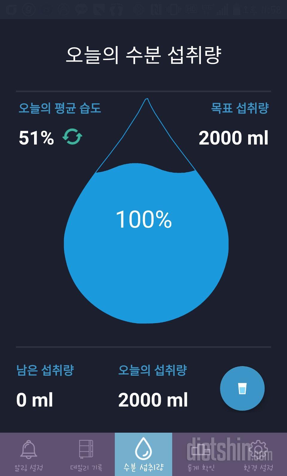 30일 하루 2L 물마시기 5일차 성공!