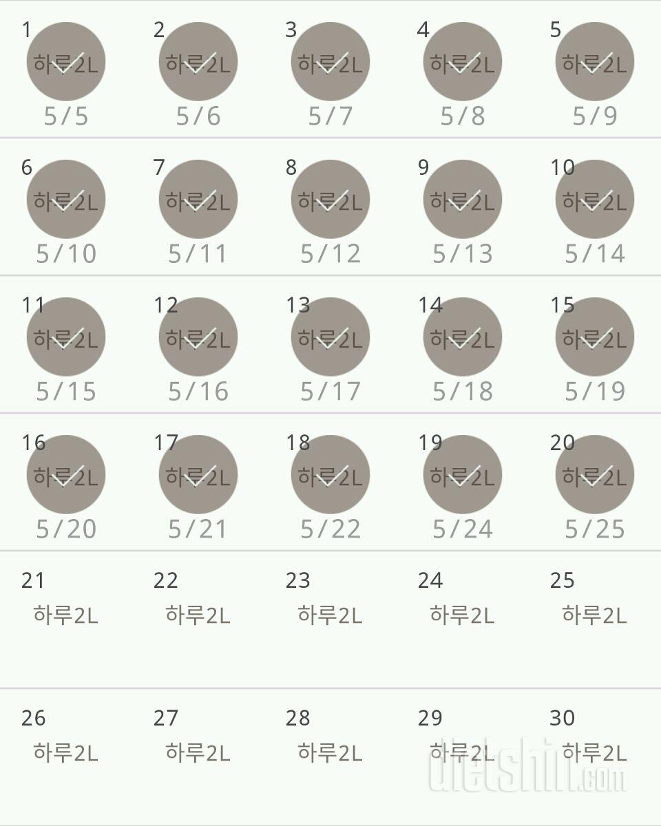 30일 하루 2L 물마시기 80일차 성공!