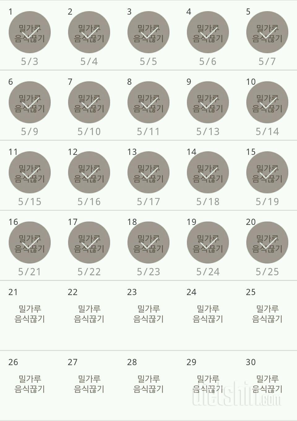 30일 밀가루 끊기 20일차 성공!