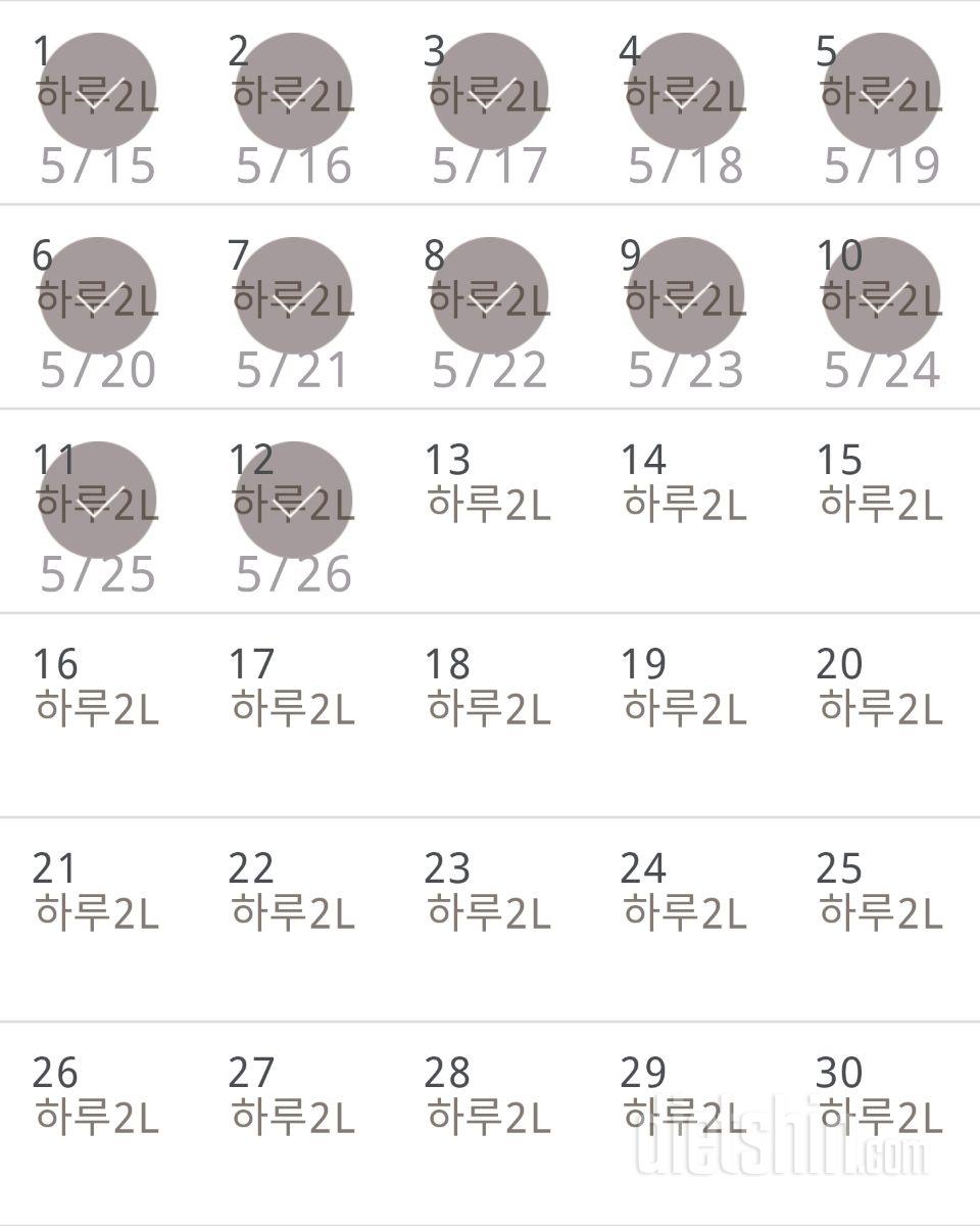 30일 하루 2L 물마시기 12일차 성공!