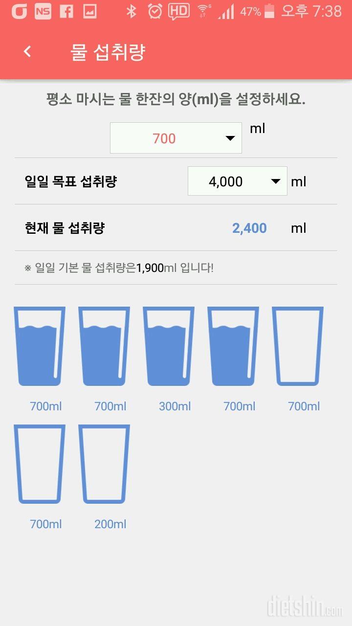 30일 하루 2L 물마시기 190일차 성공!