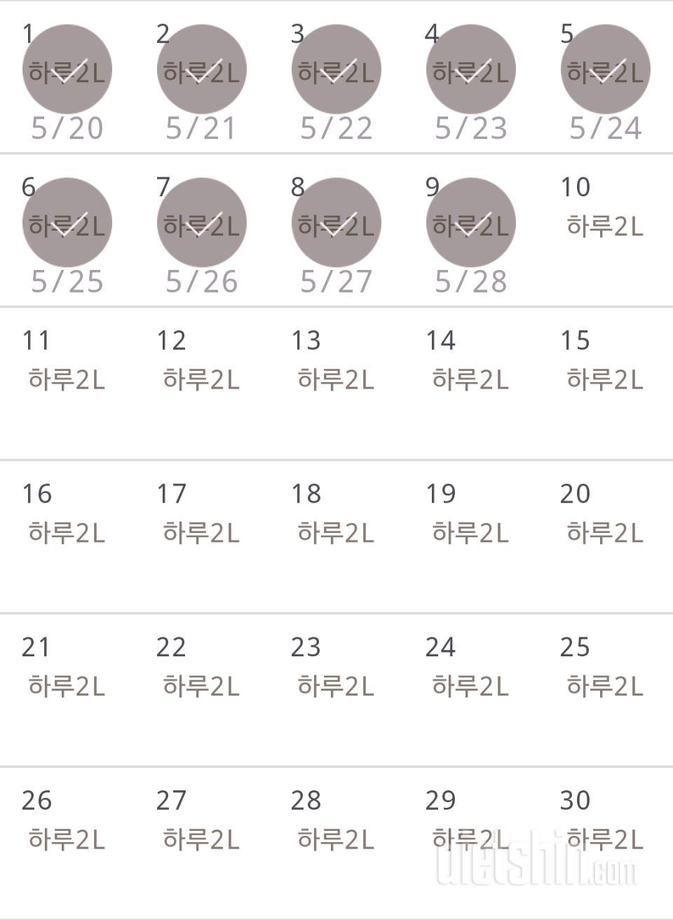 30일 하루 2L 물마시기 9일차 성공!