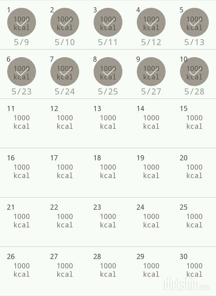 30일 1,000kcal 식단 10일차 성공!