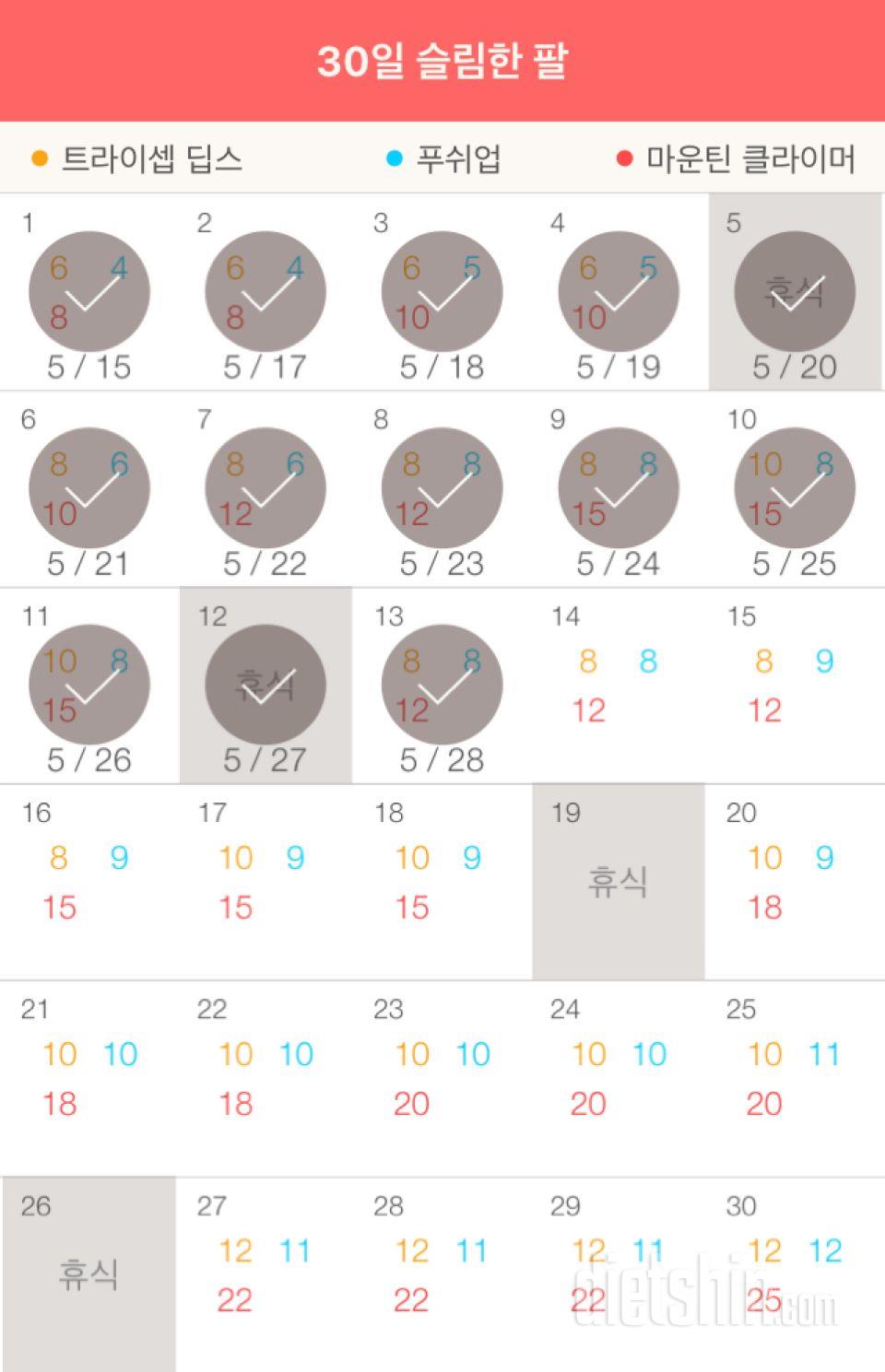 30일 슬림한 팔 13일차 성공!